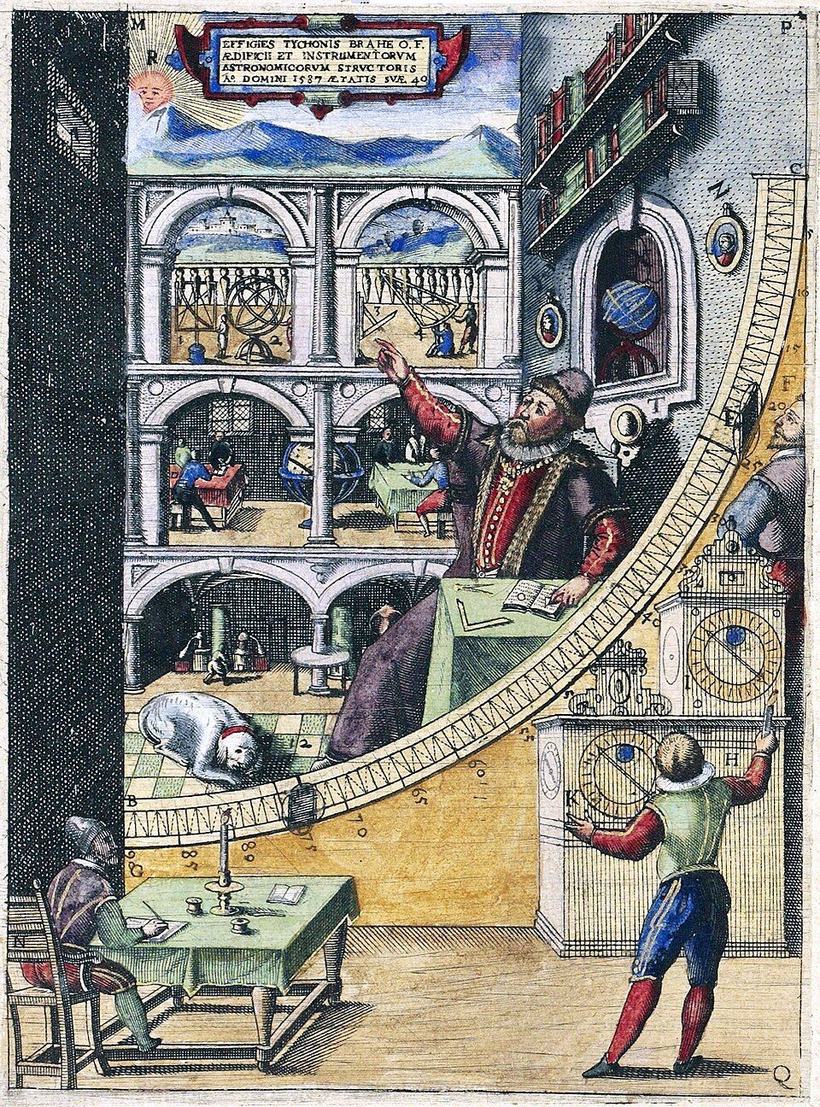 Engraving of Tycho Brahe's great mural quadrant at Uraniborg